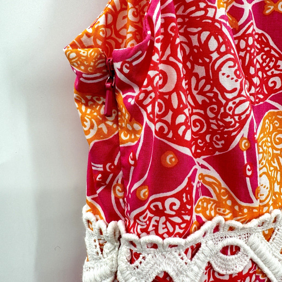 Lilly Pulitzer Jubilee Catherine Bell A-Line Dress Sz 6 Pink Lace Trim Tropical - Picture 5 of 15